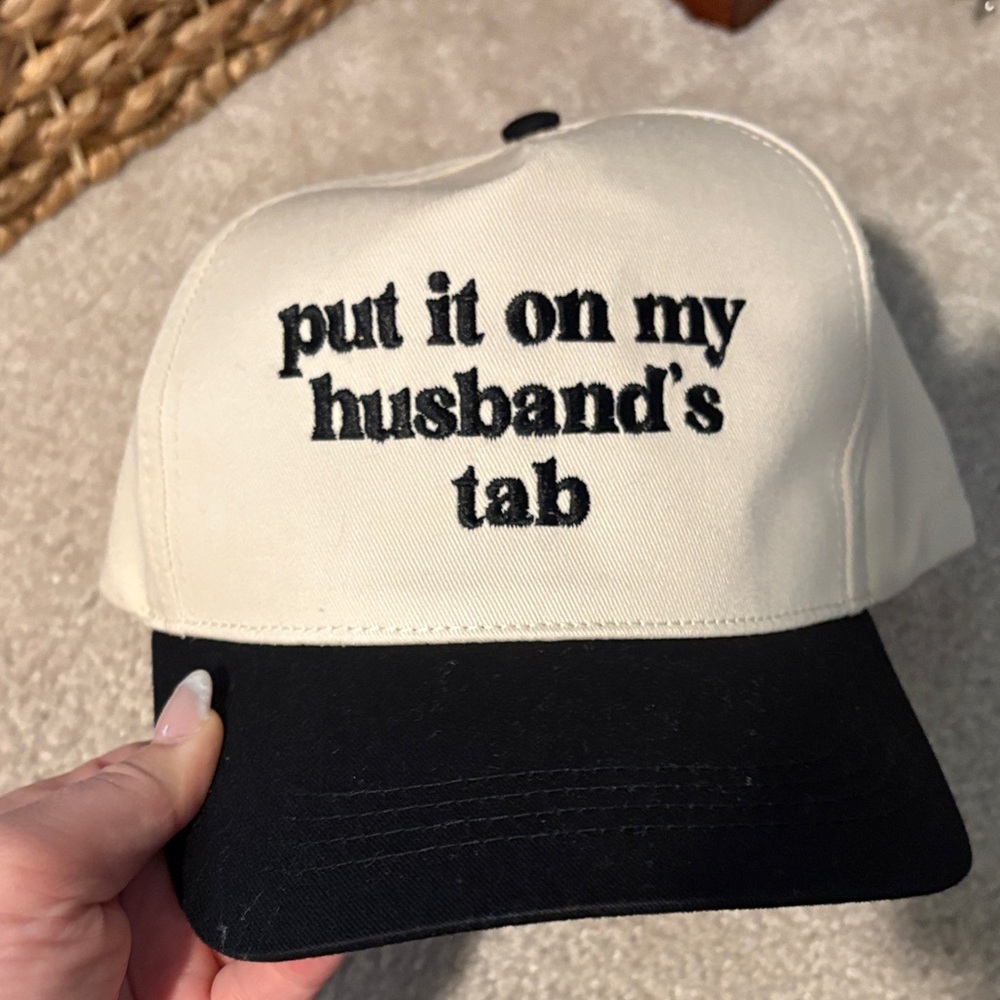 David and Young Cream and Black "put it on my husband's tab" Baseball Cap